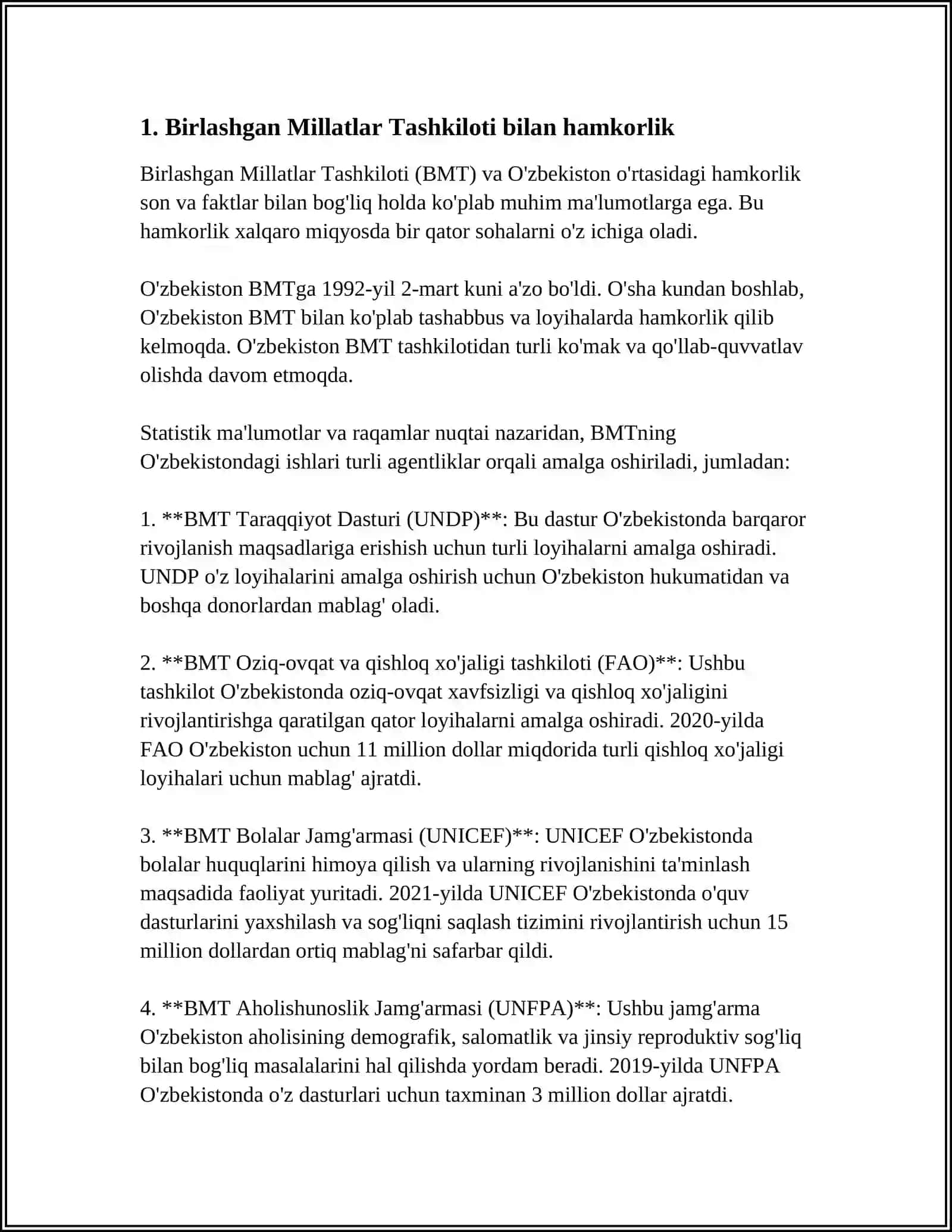 O'ZBEKISTONNING XALQARO TASHKILOTLARI BILAN HAMKORLIK ALOQALARI 3