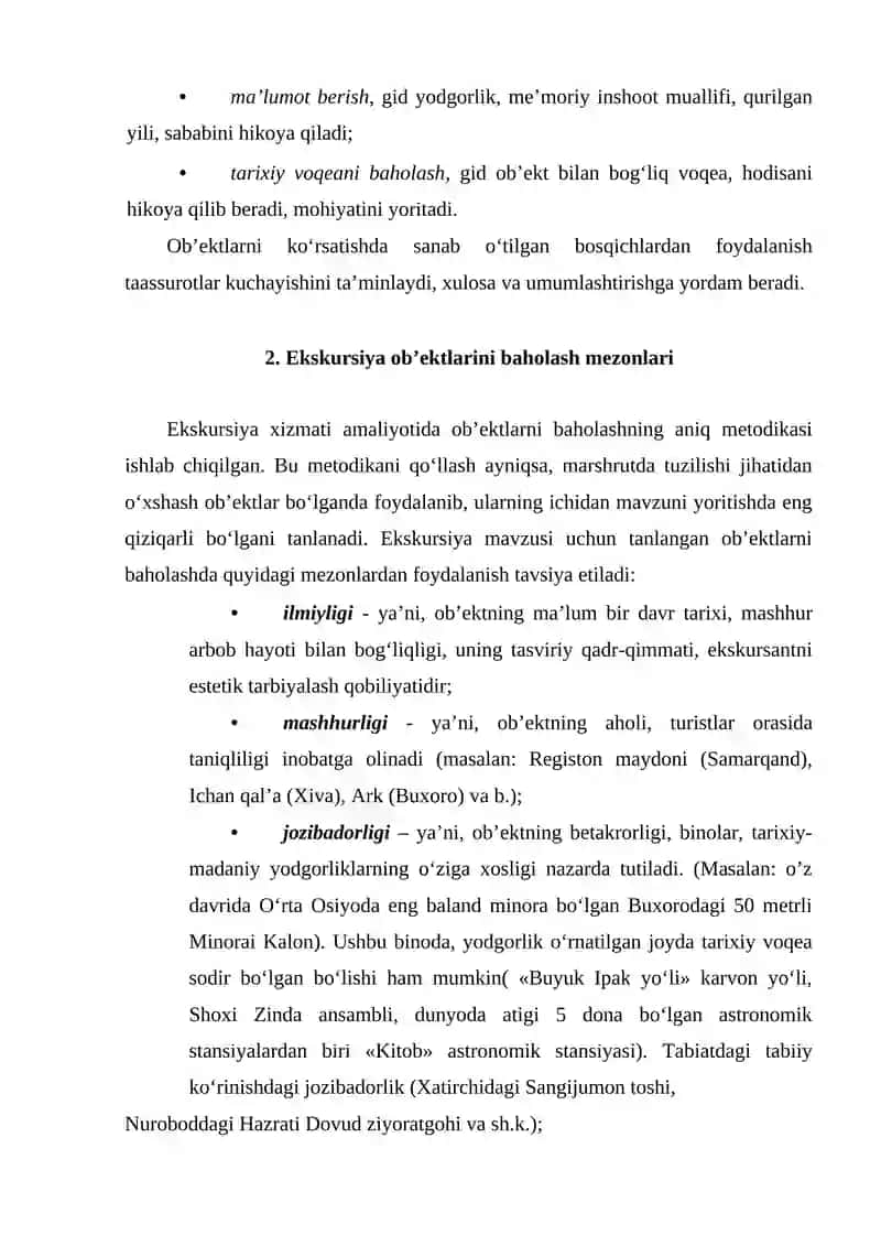 Ekskursiya ob’ektlarini tanlash va baholash 3