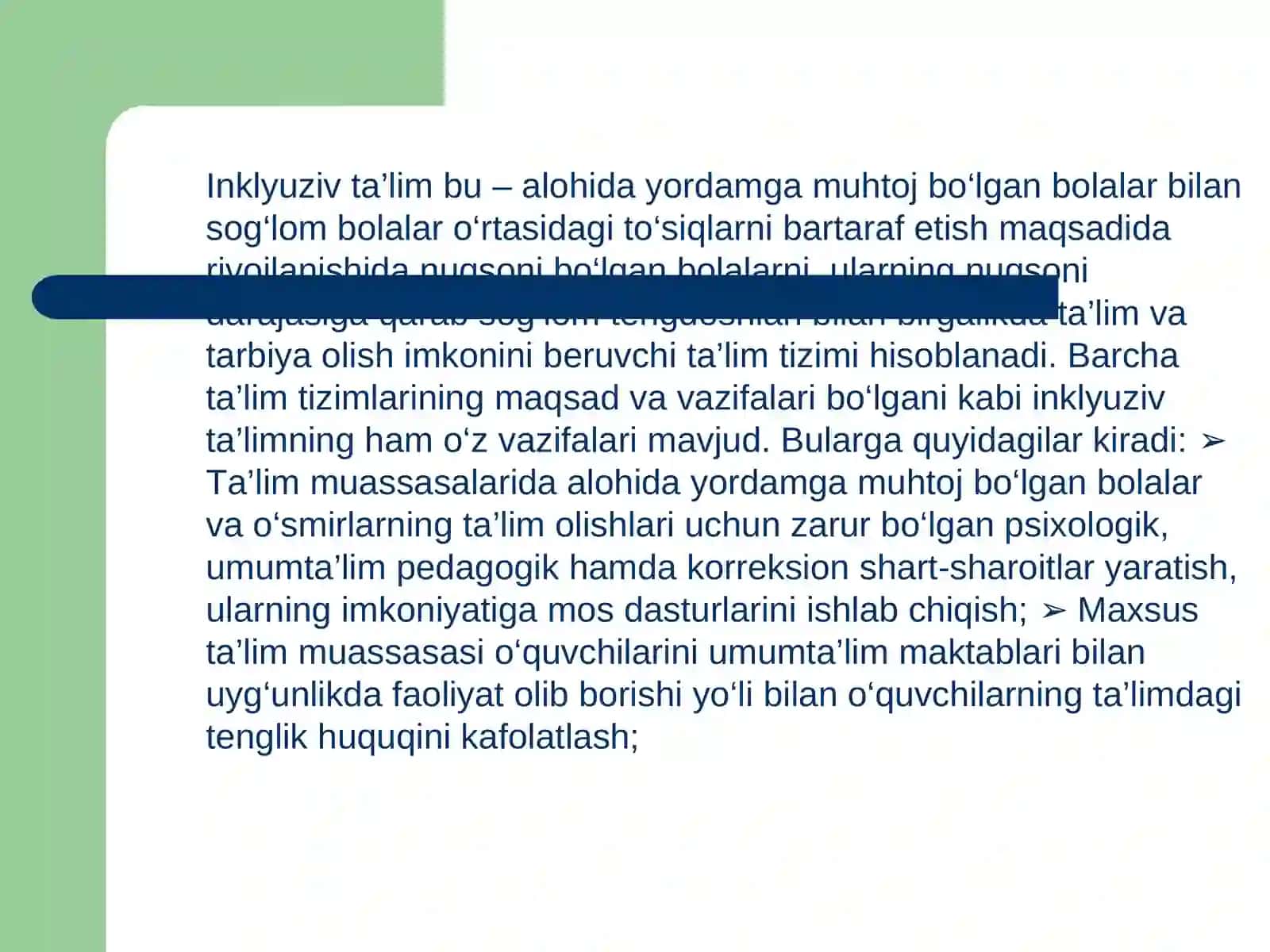 Alohida yordamga muhtoj bolani samarali inlyuzatsiyasi uchun ichki sharotlar 3