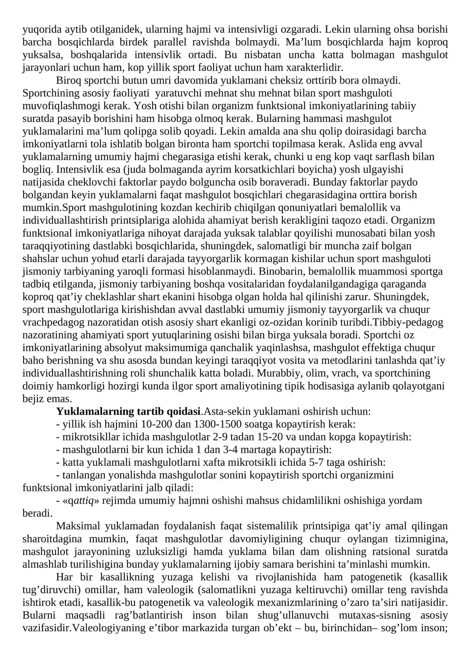Valeologik yo’nalishlar: pedagogik, ekologik va ijtimoiy valeologiya. Salomatlikka ta'sir qiluvchi yuklamalar 3