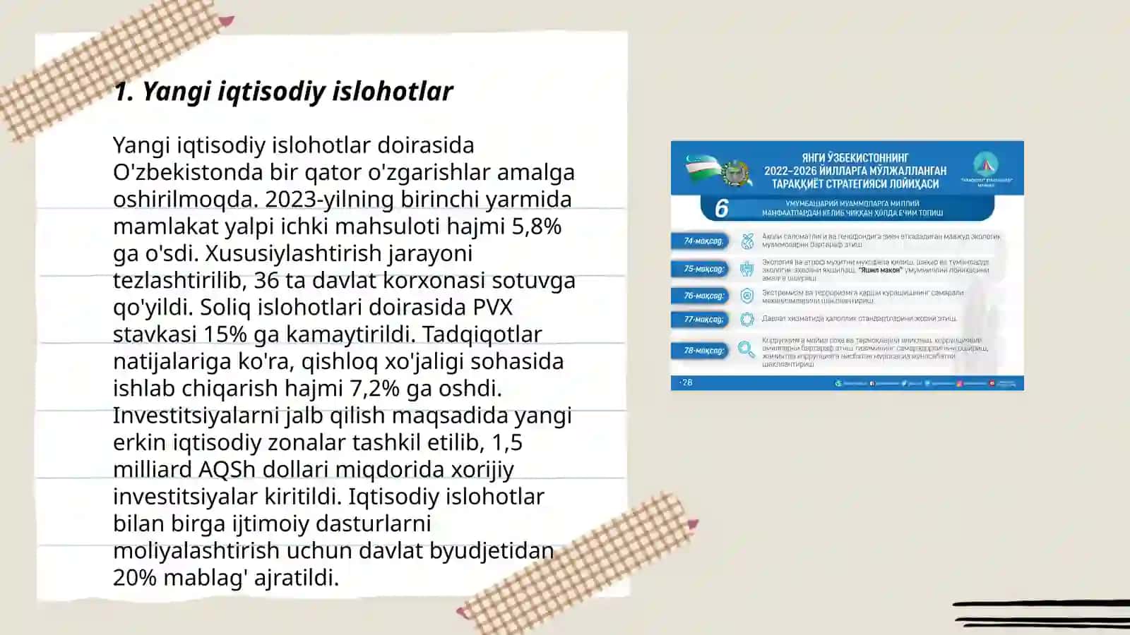 Yangi Òzbekistonda amalga oshirilayotgan islohotlar. 2022-2026 yillarga mòljallangan Yangi Òzbekistonning taraqqiyot strategiyasi 3
