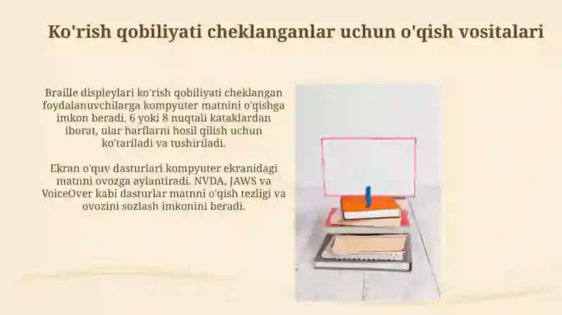 Ko'zi ojizlar uchun o'qish vositalari 3