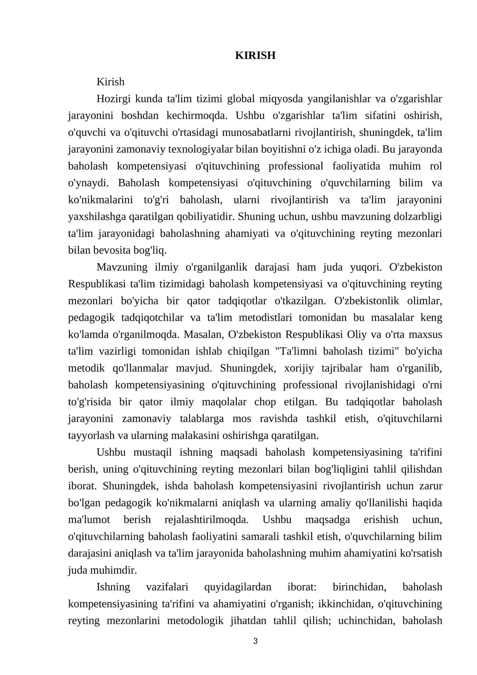 Baholash kompetensiyasi va o’qituvchining reyting mezonlari 3