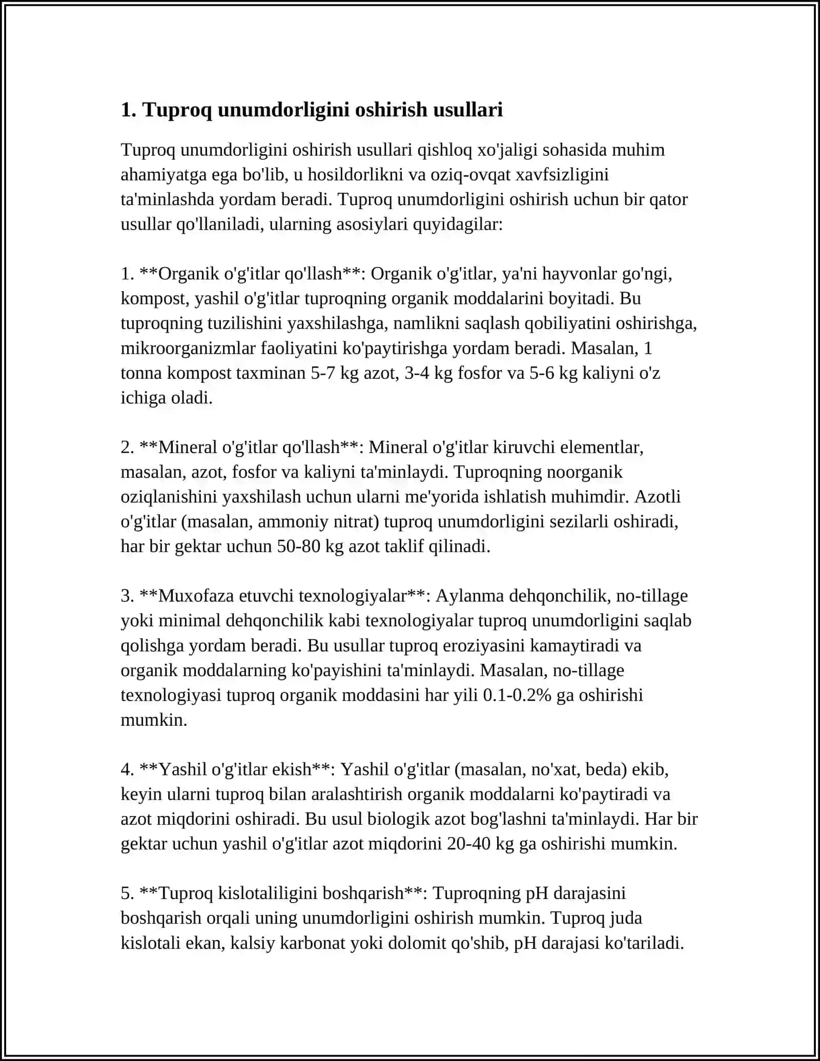 Tuproq unumdorligini oshirish 3