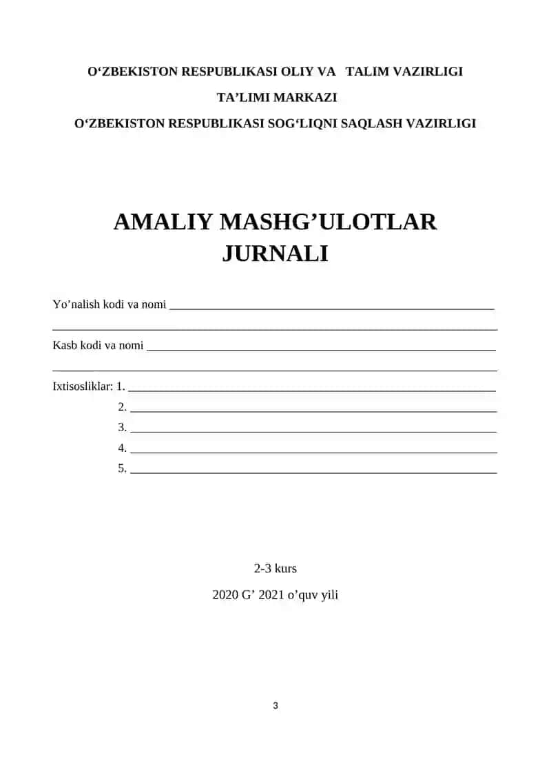 Amaliy Mashg'ulotlar Jurnali 3