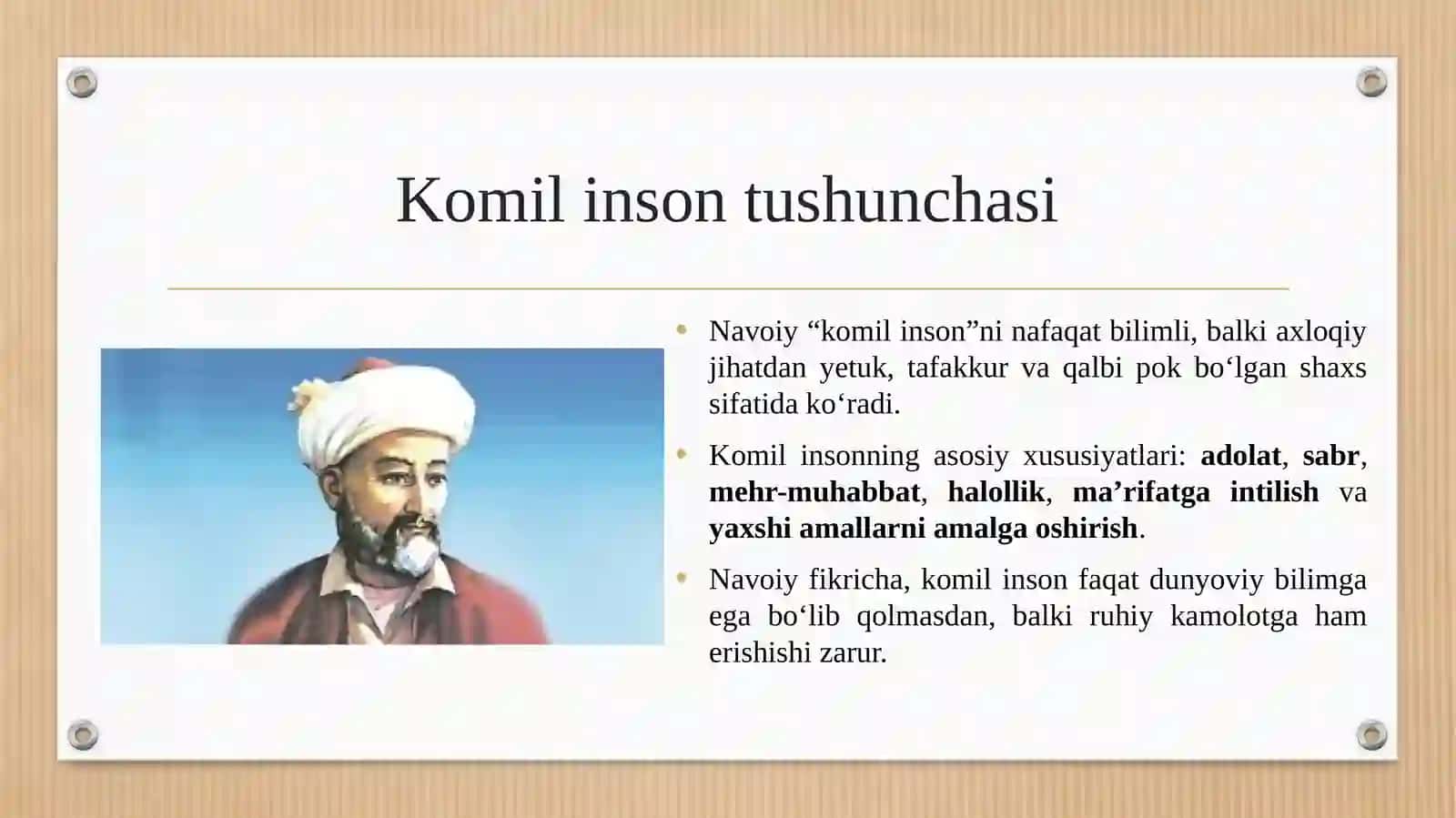 Alisher Navoiy asarlarida komil inson tarbiyasi masalasi. 3
