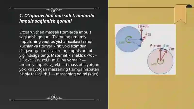 Oʻzgaruvchan massali jismning harakati 3
