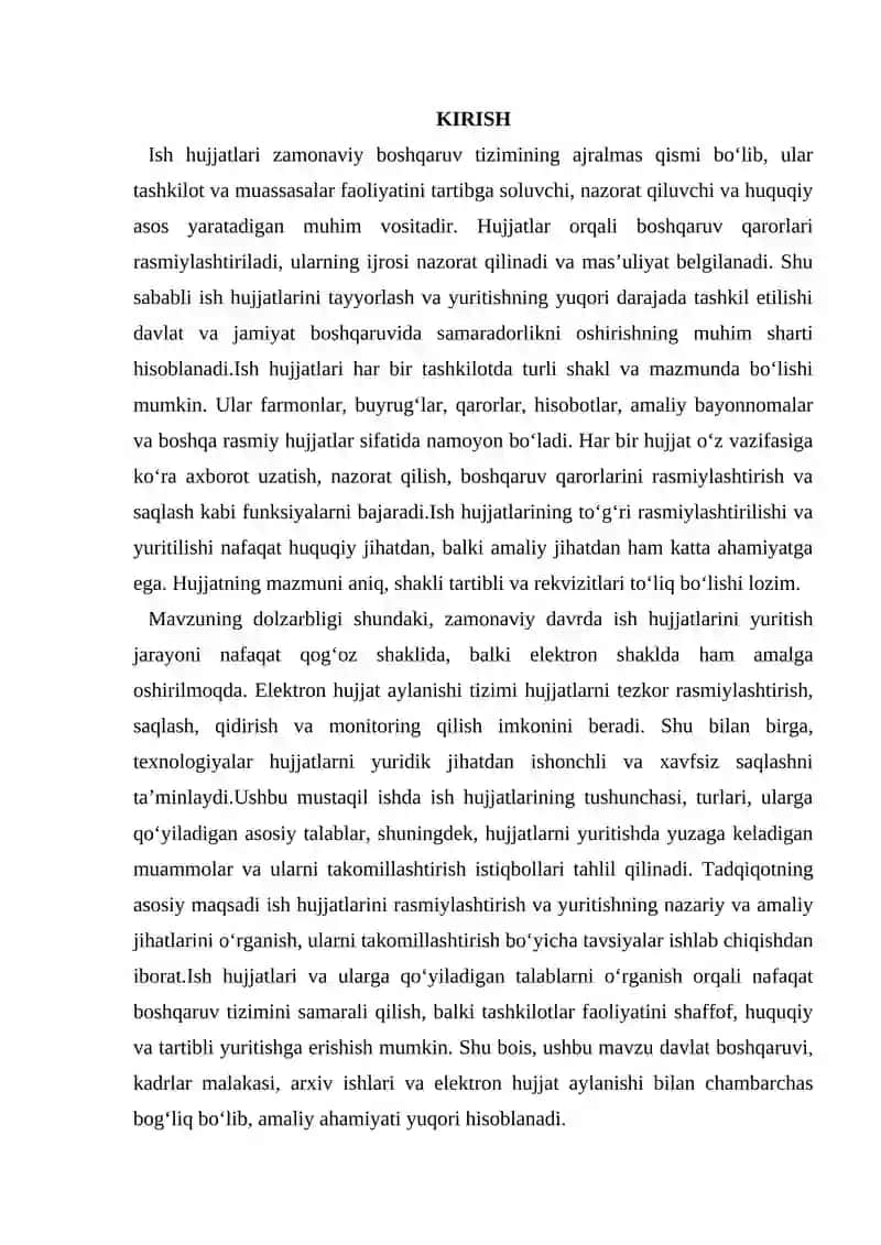 ISH HUJJATLARI VA ULARGA QO‘YILADIGAN ASOSIY TALABLAR 3