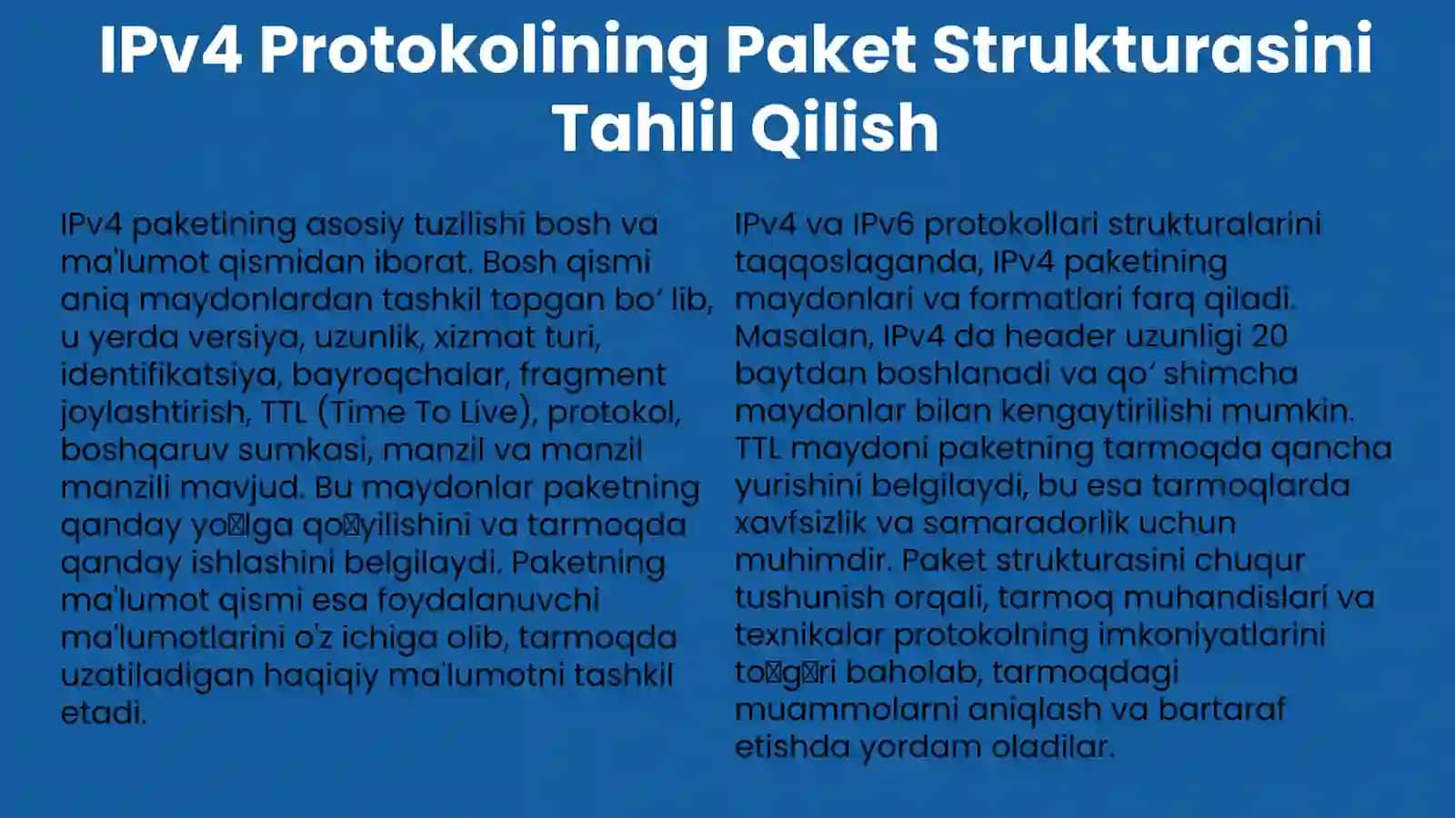 IPv4 va IPv6 protokollari. IPv4vaIPv6 protokollari va ularning paket strukturalari 3