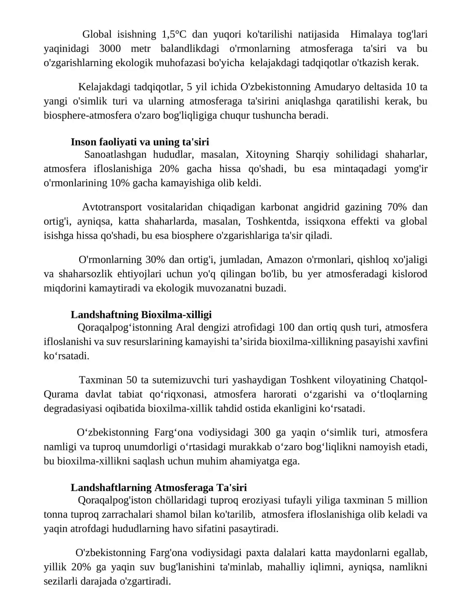 Landshaftlarda biosfera atmosferaning bogʻliqligi 3