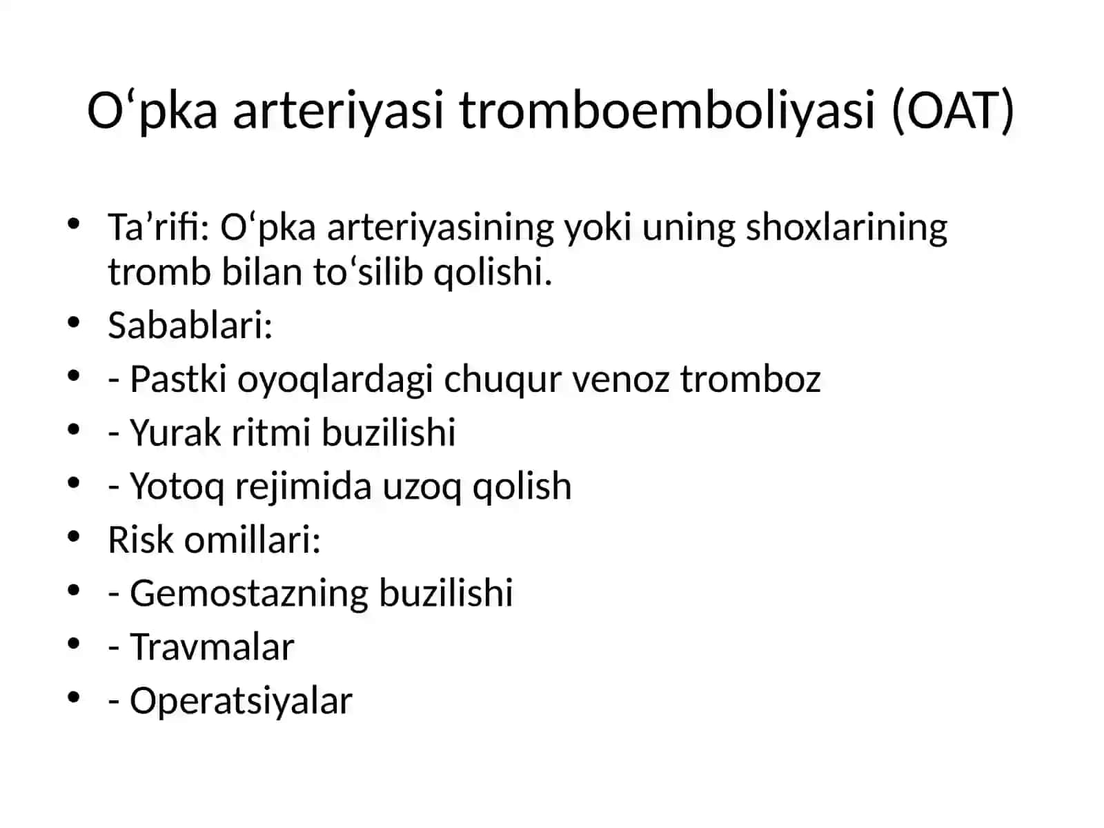 O‘pka arteriyasi tromboemboliyasi va O‘pka yuragi 3