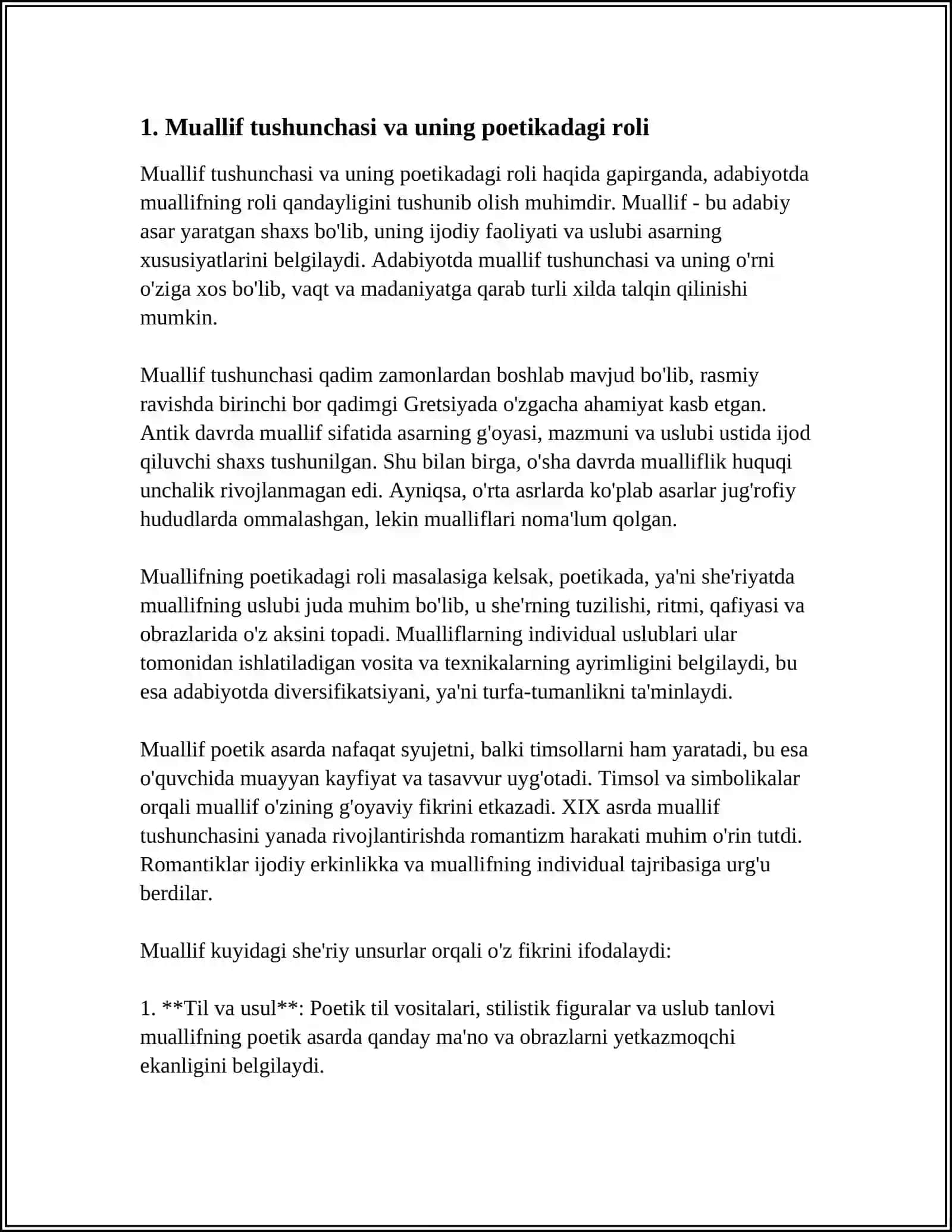 JO‘RAQULOV U. “NAZARIY POETIKA MASALALARI: MUALLIF. JANR. XRONOTOP” KITOBINI O‘QIB O‘RGANISH. BADIIY ASARLARDAGI POETIKA MASALALARI: MUALLIF, JANR, XRONOTOP KABILAR YORITISH 3