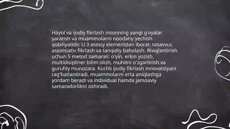 Hayol va Ijodiy Fikrlash 3