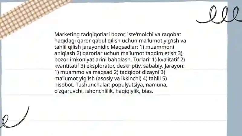 MARKETING TADQIQOTLARI VA TADQIQOT USLUBLARI 3