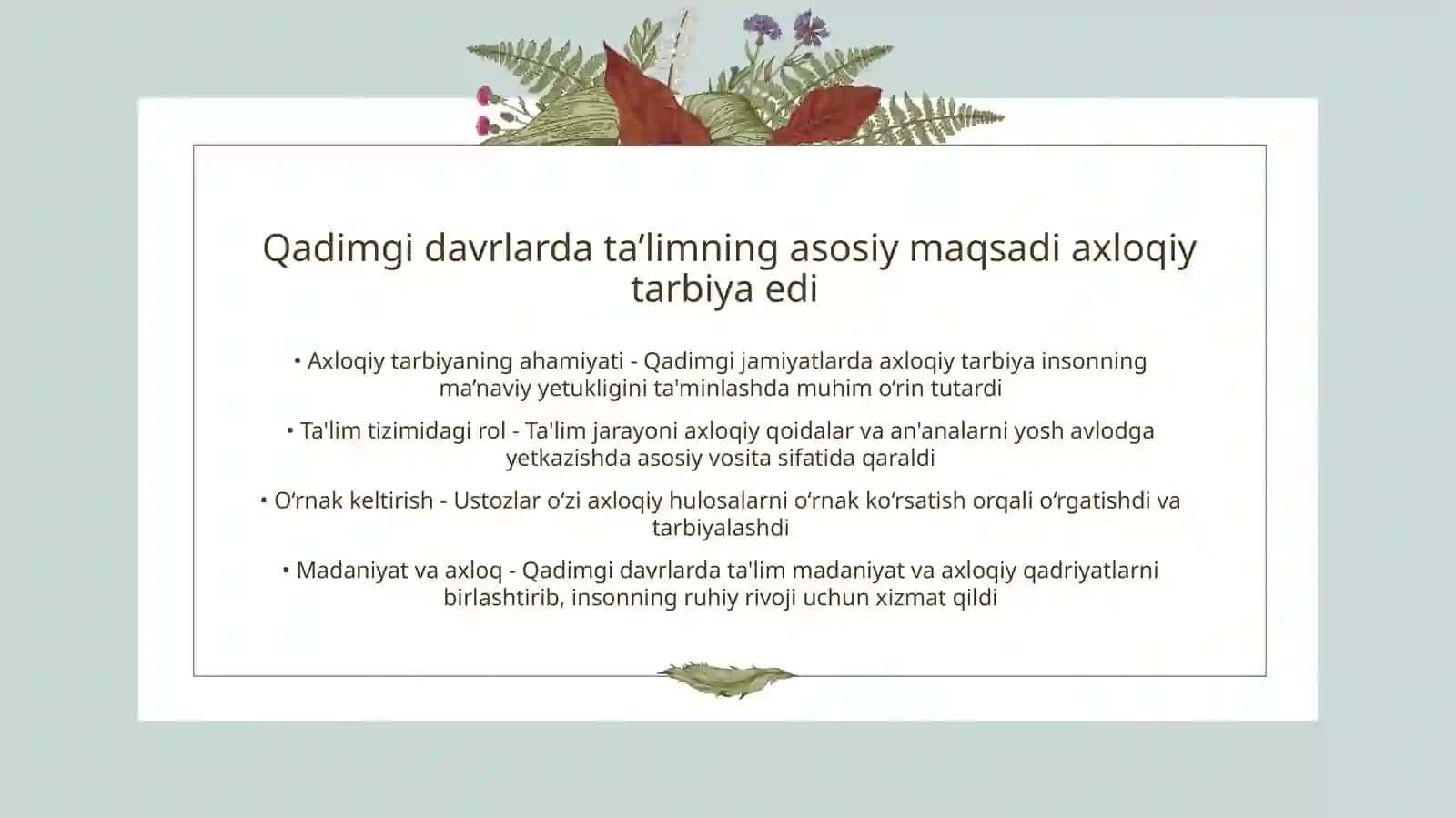 Eng qadimgi davrlardan yettinchi asrgacha taʼlim tarbiya va pedagogik fikrlar 3