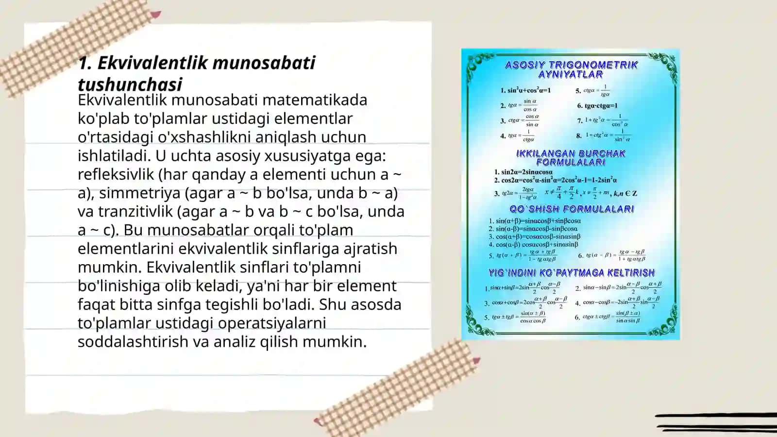 Ekvivalentlik munosabati 3
