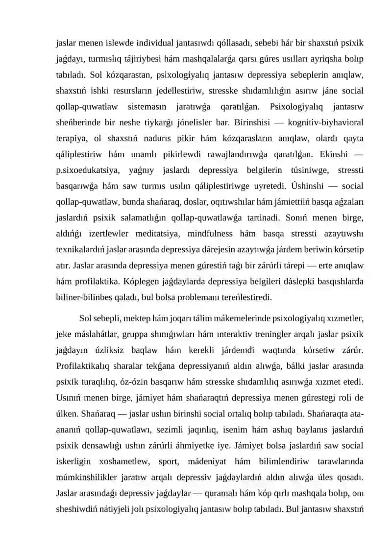 Jaslar ortasındaǵı depressiv jaǵdaylar: mashqalaǵa psixologiyalıq kózqaras 3