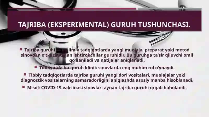 Tajribava nazorat guruhlari haqida tushuncha 3
