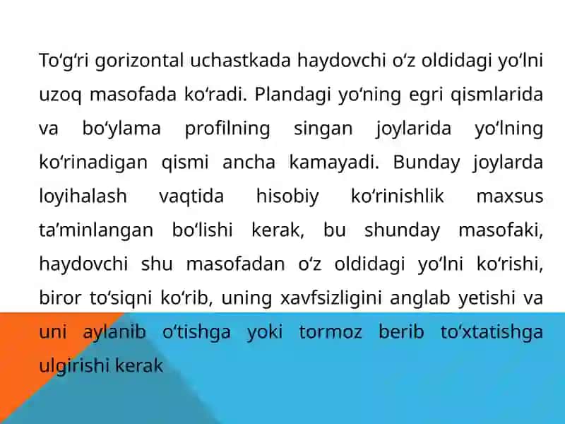 Avtomobil yoʻllarida koʼrinish masofasini aniqlash 3