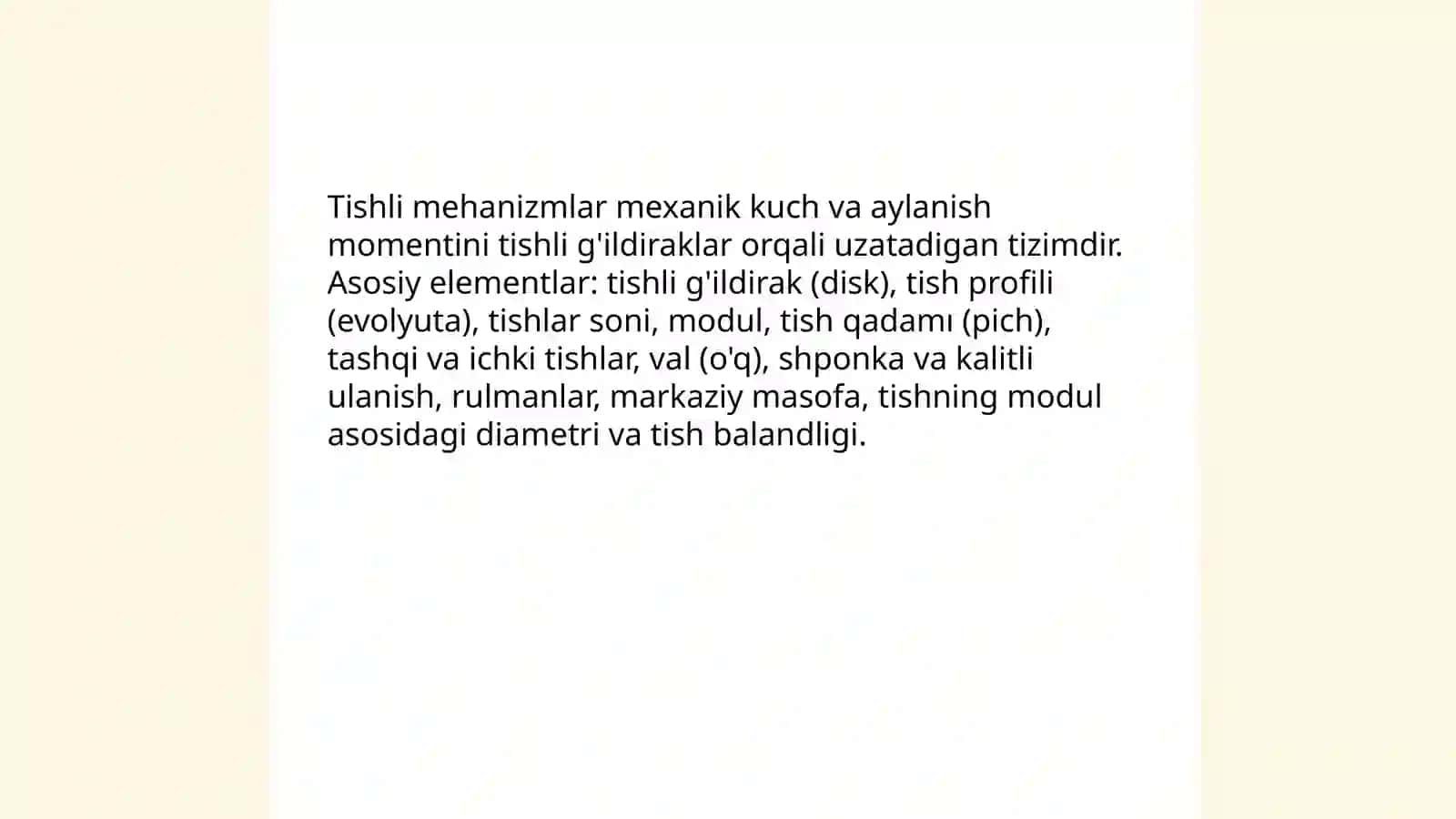 Tishli mehanizmlar. Tishli uzatma xillari 3