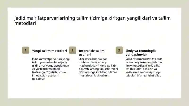 Jadid ma'rifatparvarlarining ta'lim va madaniyatga qo'shgan hissasi 3