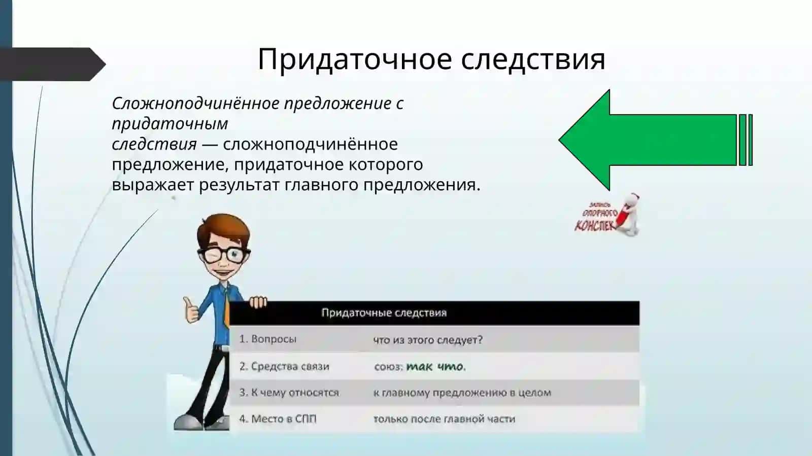 СЛОЖНОПОДЧИНЁННОЕ ПРЕДЛОЖЕНИЯ С ПРИДАТОЧНЫМИ СЛЕДСТВИЯ 3