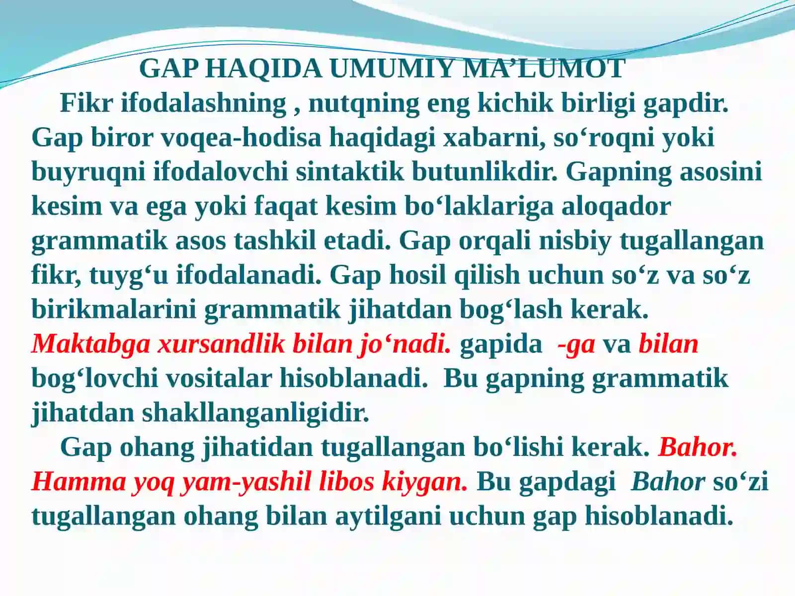 Gap mavzusi yuzasidan amaliy mashg`ulot 3