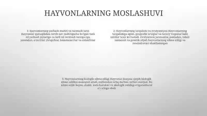 Hayvonot Olamining Yashash Tarzi, KoʻPayishi, Tarqalishi Va Xilma-Xilligi 3