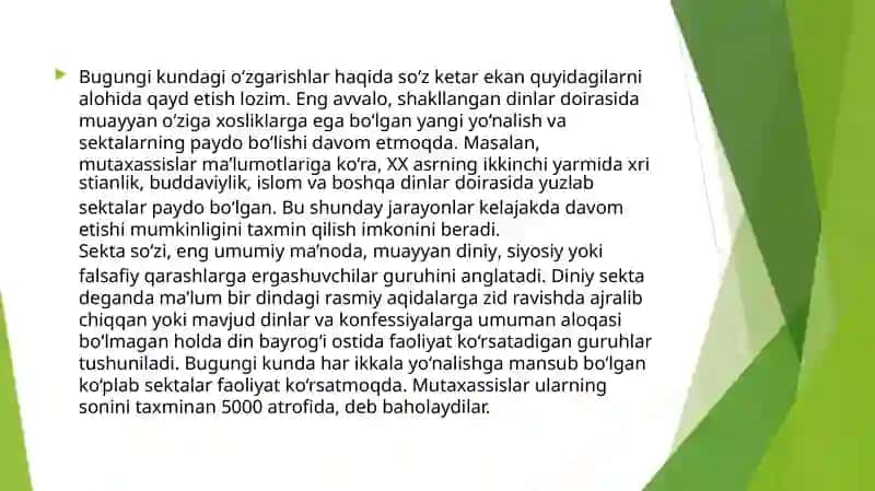 Zamonaviy diniy harakatlar va sektalar 3
