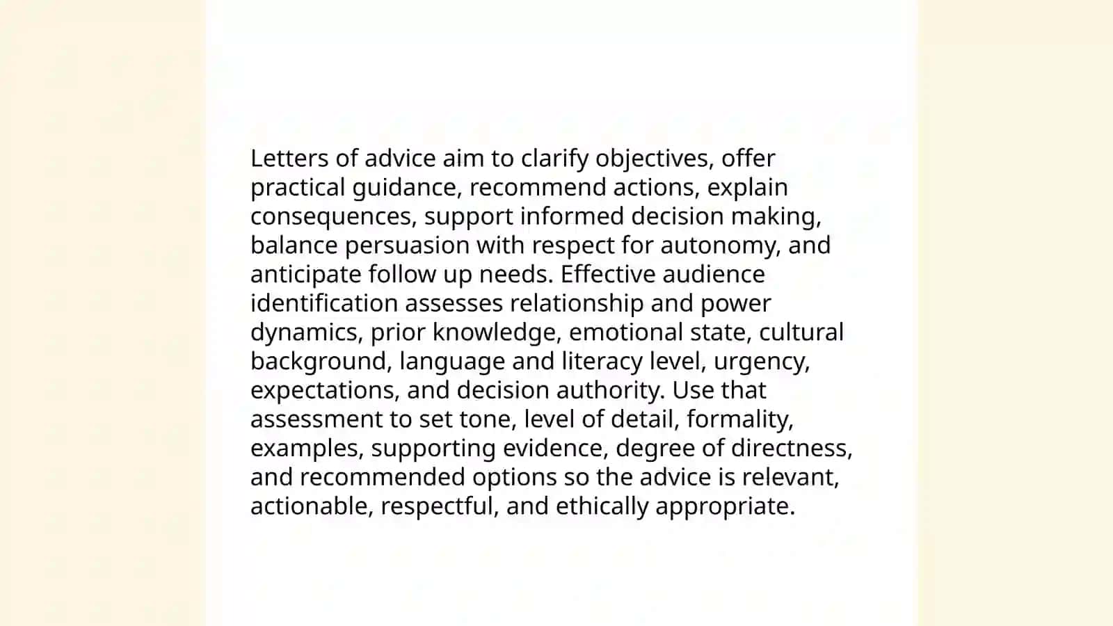 Letters of advice 3
