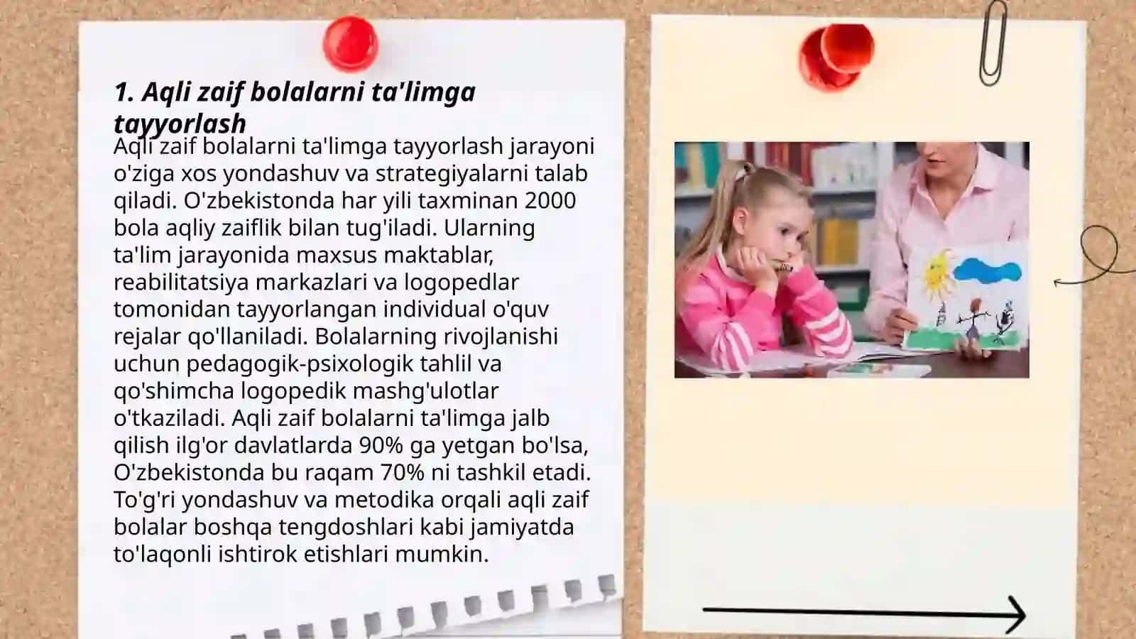 Aqli zayif bolalar bilan tarbiyaviy ishlar olib borish 3
