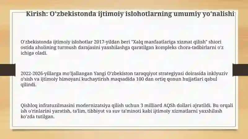 O'zbekistonda ijtimoiy islohotlarning umumiy yo'nalishi 3