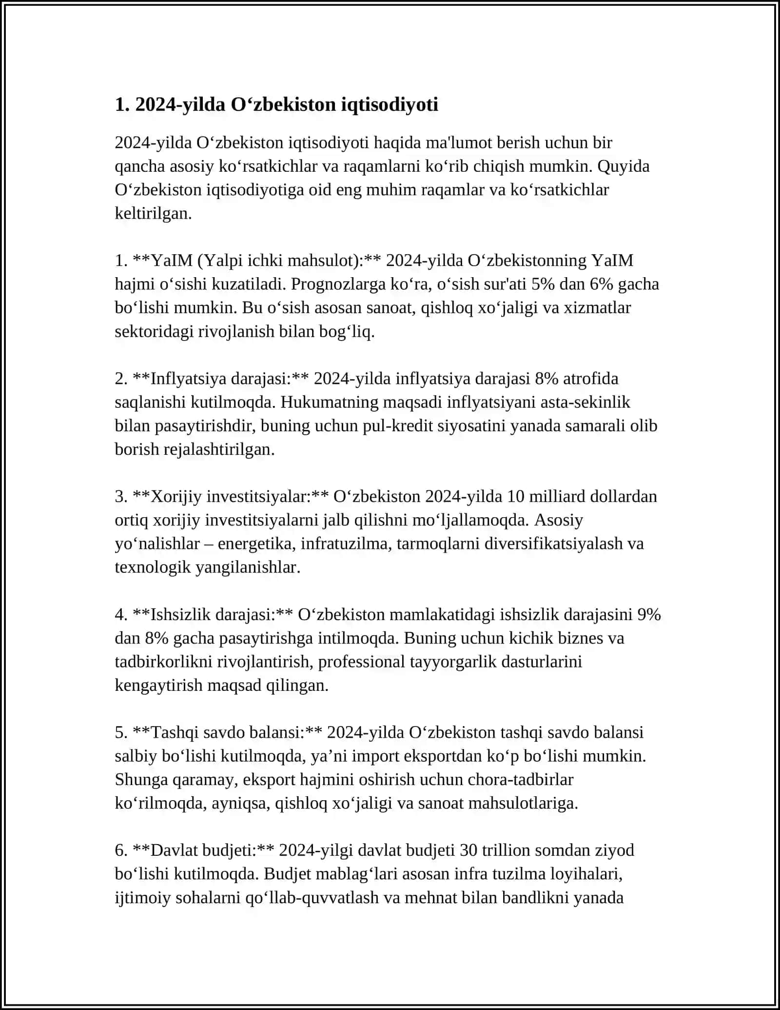 MUSTAQIL ISH Mavzu: 2024-YILDAGI SO'NGGI YANGILIKLAR 3