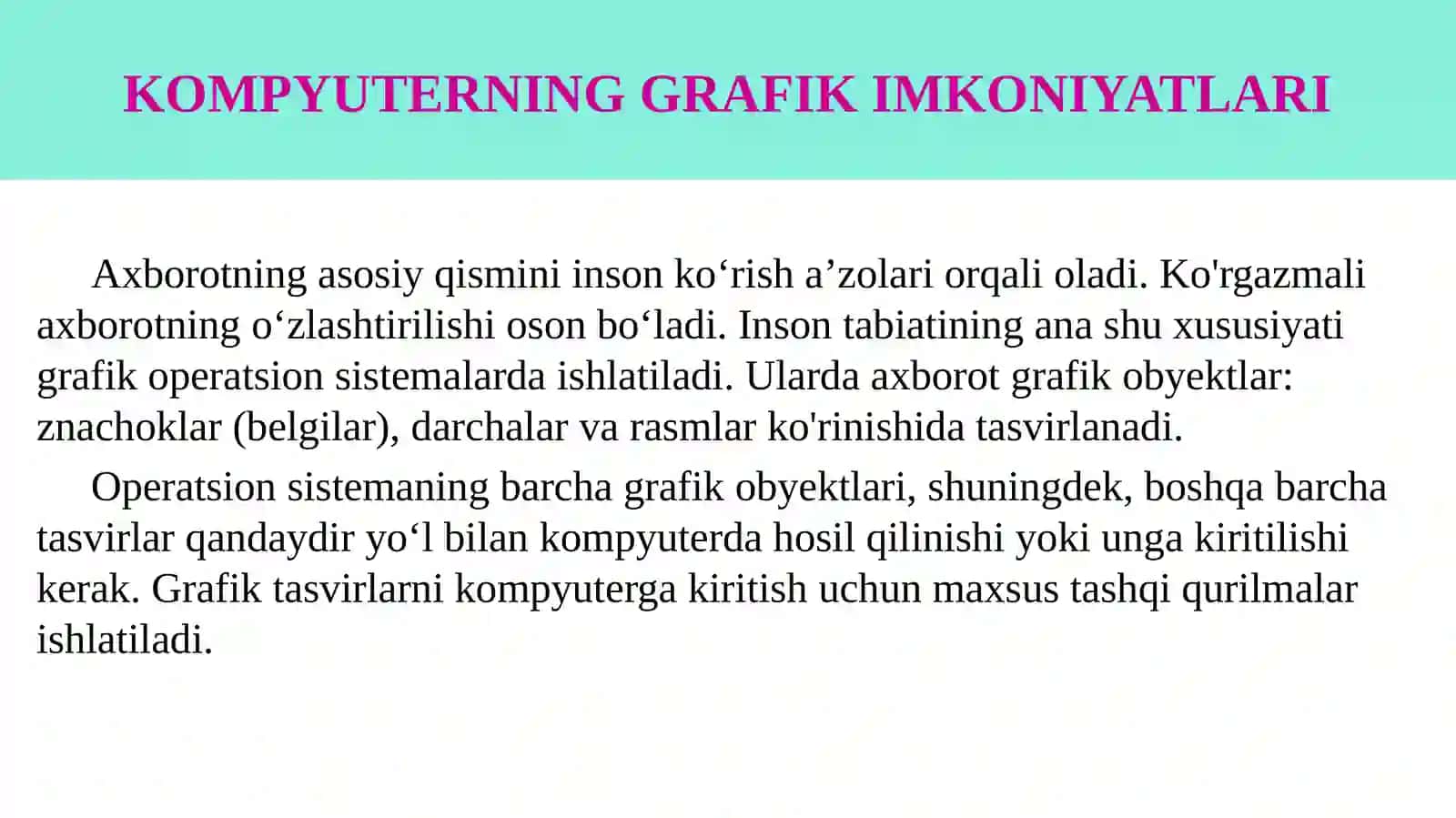 Tibbiyot davizualizatsiya. Grafik muxarrirlar va uning imkoniyatlari. Kompyuter grafikasida dasturlar bilan ishlash 3