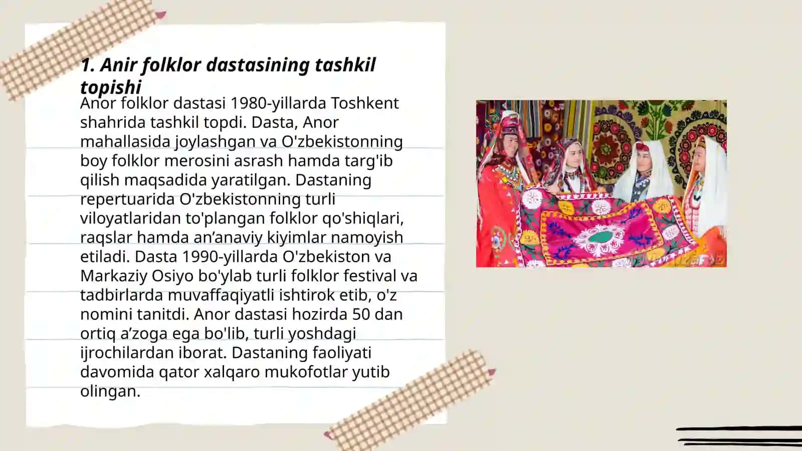 Folklor haquda ma'lumot (Anir folklor dastasi faolyati tarixi va hozirgi kundagi ornii) 3