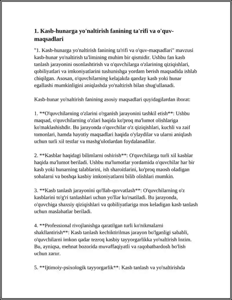 KASB HUNARGA YO'NALTIRISH FANINING MAQSAD VAZIFALARI VA UNING TARIXIY TARAQQIYOTI 3