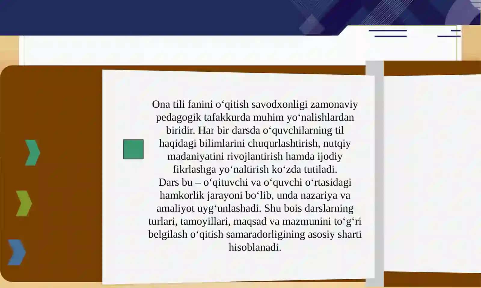 Ona tiliga oid darslarning tipologik tamoyillari. Ta’lim jarayoni maqsadiga ko‘ra dars tiplari. O‘quv predmeti mazmuniga ko‘ra dars tiplari. 3