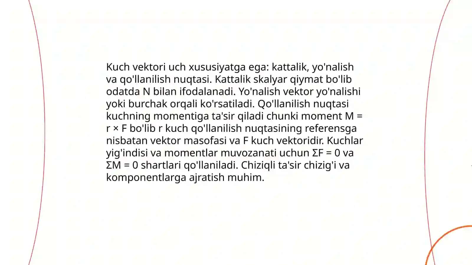 Kuchlarning muvozanati va kuch momenti 3