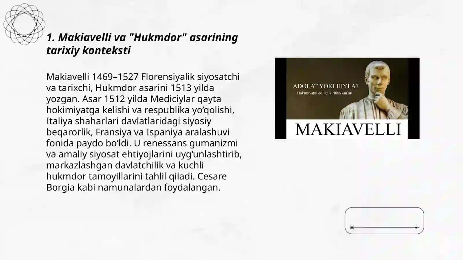 Makiavellinning "Hukmdor" asari 3