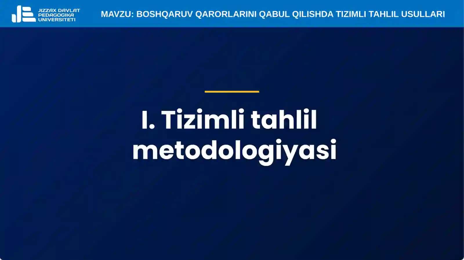 9-mavzu. Boshqaruv qarorlarini qabul qilishda tizimli tahlil usullari 3