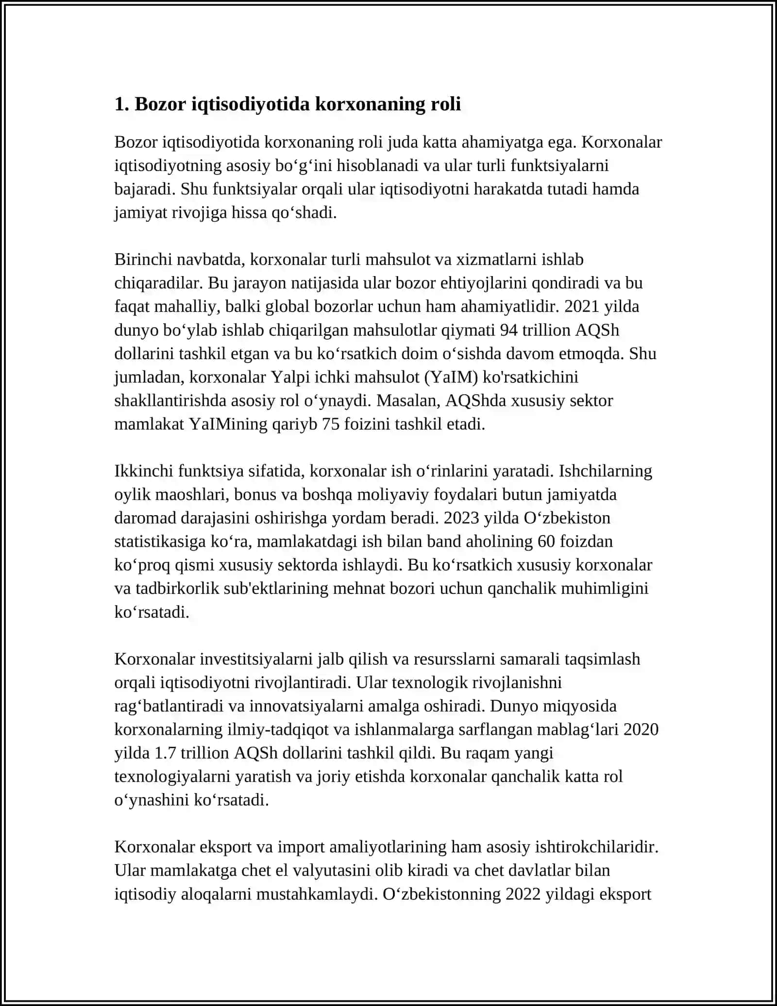 KORXONA MUSTAQIL XOʻJALIK YURUTUVCHI BOZOR SUBʼEKTLARI 3