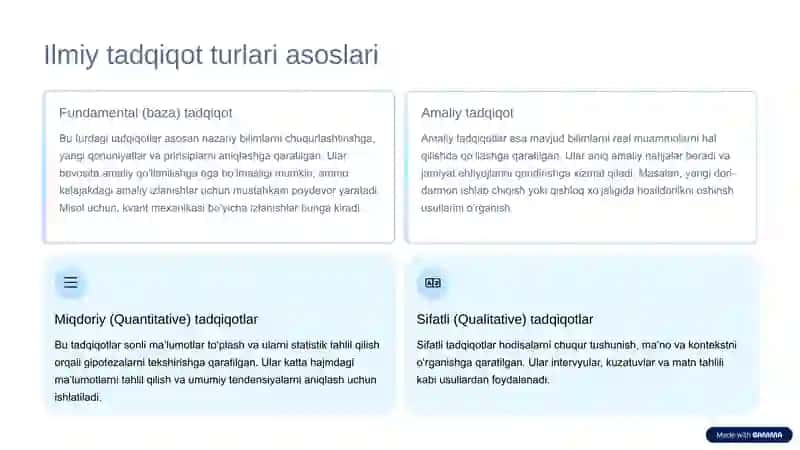 Ilmiy Tadqiqot Turlari 3