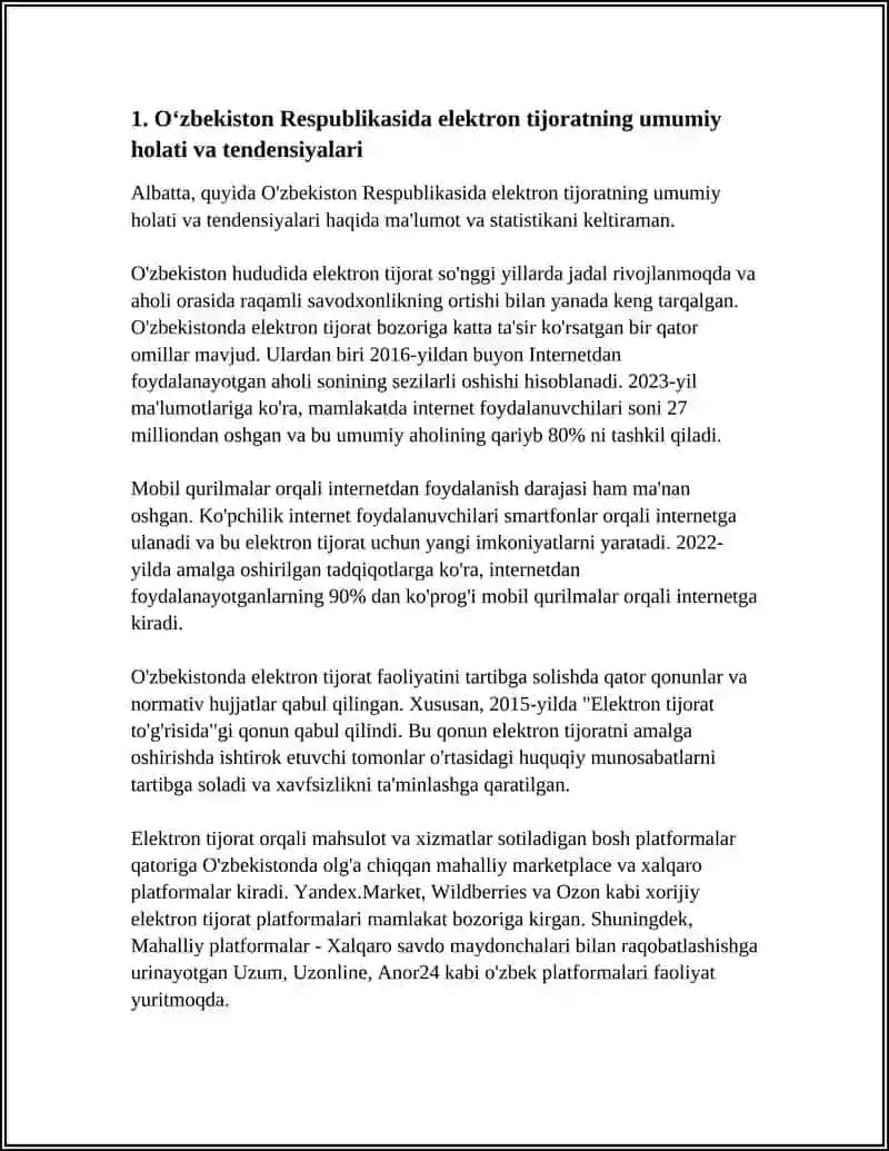 Oʻzbekiston Respublikasida Elektrom Tijoratning Rivojlanish Holati 3