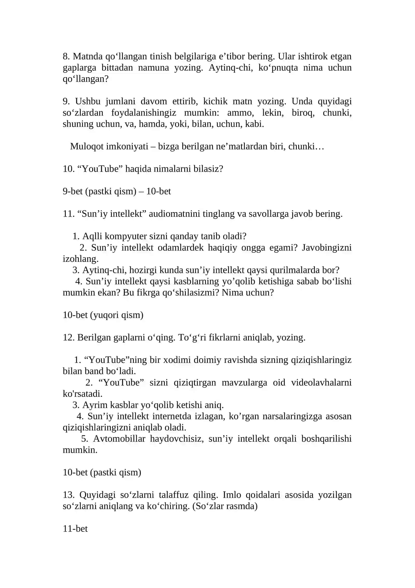 7-SINF ONA TILI DARSLIGIDAGI TOPSHIRIQ VA MASHQLAR 3