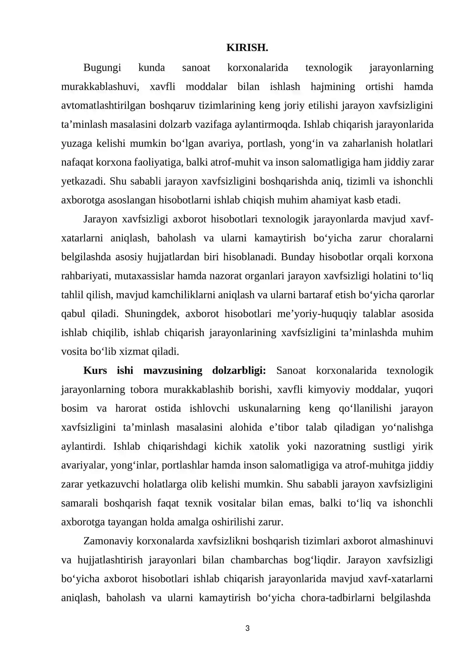 JARAYON XAVFSIZLIGI AXBOROT HISOBOTINI ISHLAB CHIQISH 3