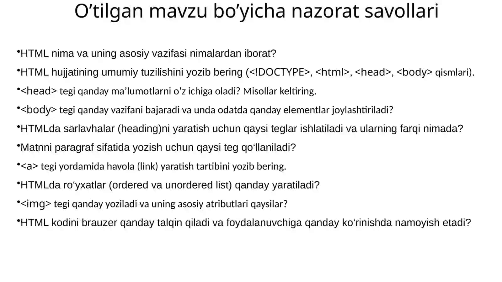 3-Mavzu. HTML5 yangi standartlari, teglar va atributlar, audio, video va grafika bilan ishlash 3
