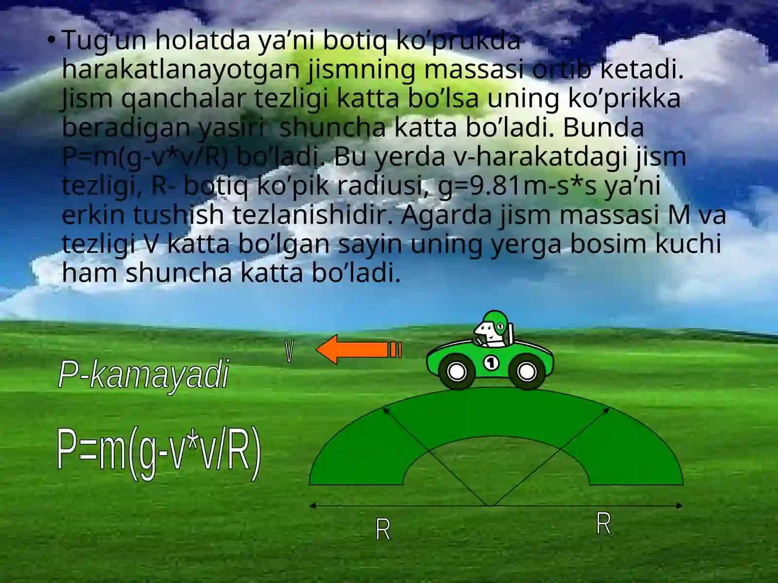 Jism og’irligining uning harakatiga bog’liqligi, yuklama va vazinsizlik 3