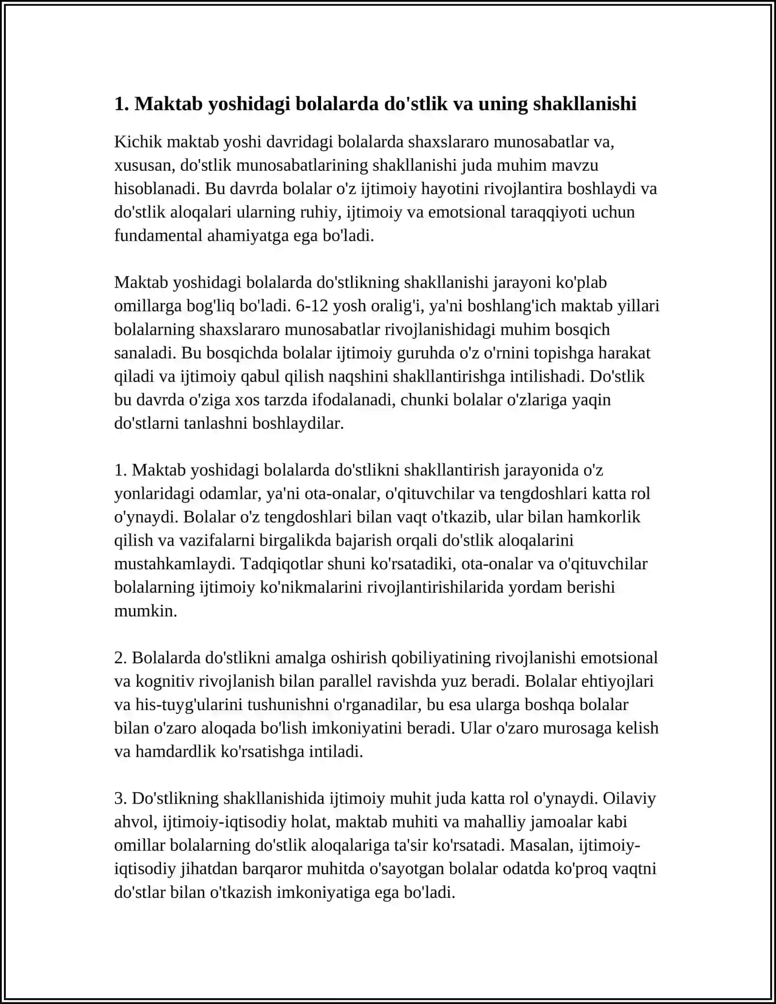 KICHIK MAKTAB YOSHI DAVRIDAGI SHAXSLARARO MUNOSABATLAR 3