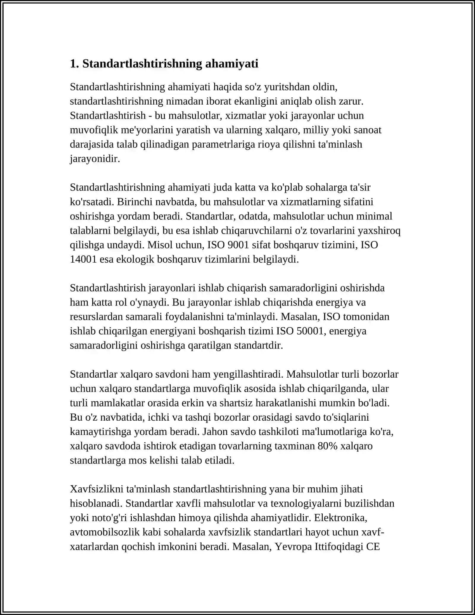 STANDARTLASHTIRISH BOYICHA XALQARO TASHKILOTLAR FAOLIYATINING TAHLILI 3