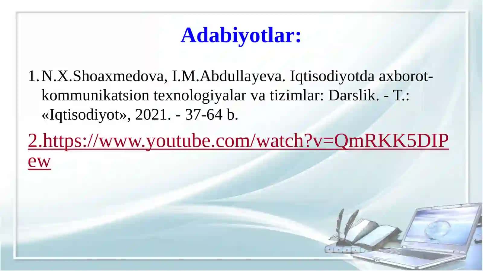 AXBOROT TEXNOLOGIYALARINING INFRATUZILMALARI 3